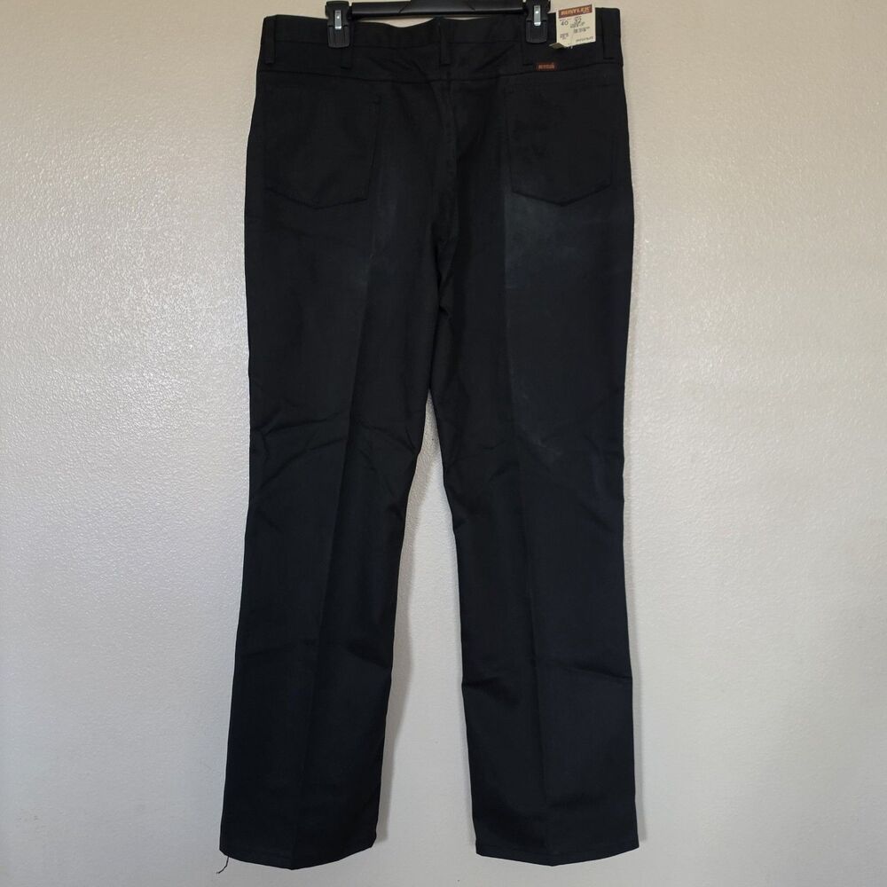 NWT Vintage Rustler Black Twill Pants 40x32 Talon Zipper Made In USA Deadstock